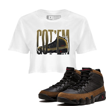9s Olive shirts to match jordans Wiggling Gotem sneaker match tees Air Jordan 9 Olive match shoes to clothes SNRT Sneaker Tees unisex cotton White 1 crop tee