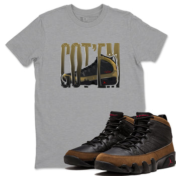 9s Olive shirts to match jordans Wiggling Gotem sneaker match tees Air Jordan 9 Olive match shoes to clothes SNRT Sneaker Tees unisex cotton Heather Grey 1 shirts