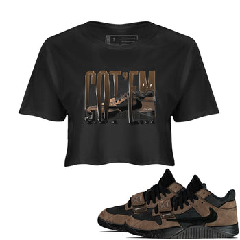 Jordan Jumpman Jack TR Travis Scott Dark Mocha shirts to match jordans Wiggling Gotem sneaker match tees Jordan Jumpman Jack Travis Scott Dark Mocha match shoes to clothes SNRT Sneaker Tees unisex cotton Black 1 crop tee