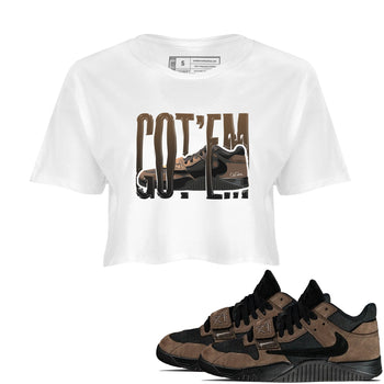 Jordan Jumpman Jack TR Travis Scott Dark Mocha shirts to match jordans Wiggling Gotem sneaker match tees Jordan Jumpman Jack Travis Scott Dark Mocha match shoes to clothes SNRT Sneaker Tees unisex cotton White 1 crop tee
