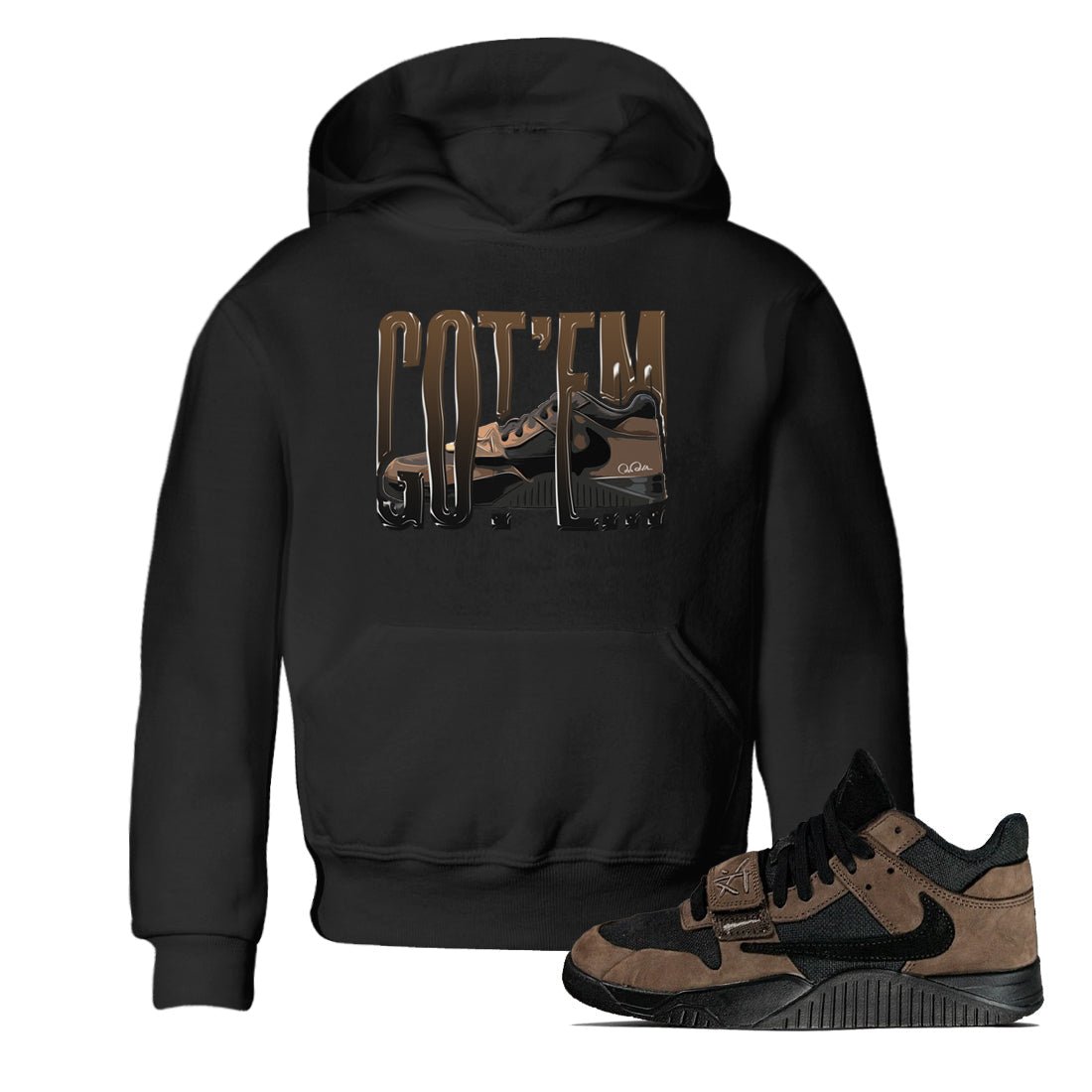 Jordan Jumpman Jack TR Travis Scott Dark Mocha shirts to match jordans Wiggling Gotem sneaker match tees Jordan Jumpman Jack Travis Scott Dark Mocha match shoes to clothes SNRT Sneaker Tees Youth Baby Black 1 tee