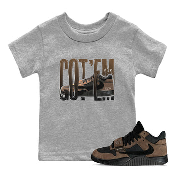 Jordan Jumpman Jack TR Travis Scott Dark Mocha shirts to match jordans Wiggling Gotem sneaker match tees Jordan Jumpman Jack Travis Scott Dark Mocha match shoes to clothes SNRT Sneaker Tees Youth Baby Heather Grey 1 tee