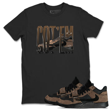 Jordan Jumpman Jack TR Travis Scott Dark Mocha shirts to match jordans Wiggling Gotem sneaker match tees Jordan Jumpman Jack Travis Scott Dark Mocha match shoes to clothes SNRT Sneaker Tees unisex cotton Black 1 shirts