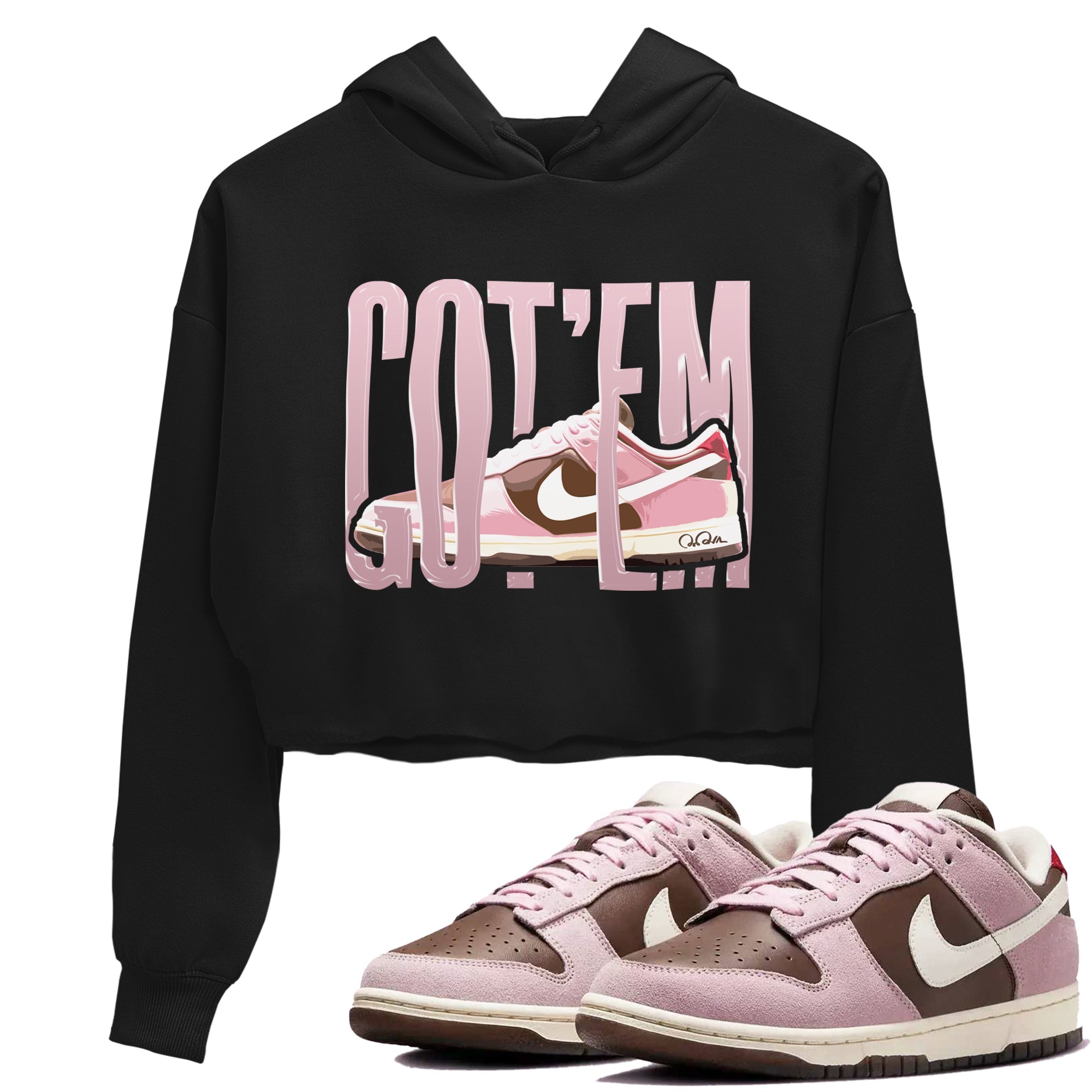 Dunk Cacao Wow And Pink Foam shirts to match jordans Wiggling Gotem sneaker match tees Dunk Cacao Wow And Pink Foam SNRT Sneaker Tees streetwear brand Black 1 crop tee