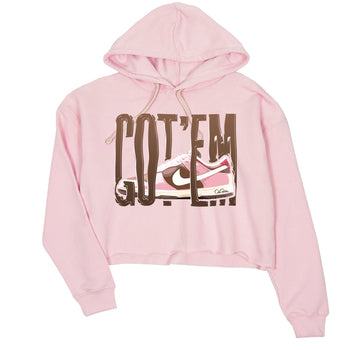Dunk Cacao Wow And Pink Foam shirts to match jordans Wiggling Gotem sneaker match tees Dunk Cacao Wow And Pink Foam SNRT Sneaker Tees streetwear brand Pink 2 crop tee
