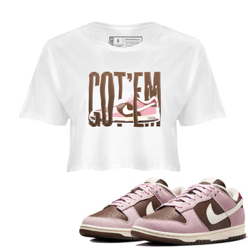Dunk Cacao Wow And Pink Foam shirts to match jordans Wiggling Gotem sneaker match tees Dunk Cacao Wow And Pink Foam SNRT Sneaker Tees streetwear brand White 1 crop tee