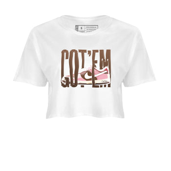 Dunk Cacao Wow And Pink Foam shirts to match jordans Wiggling Gotem sneaker match tees Dunk Cacao Wow And Pink Foam SNRT Sneaker Tees streetwear brand White 2 crop tee