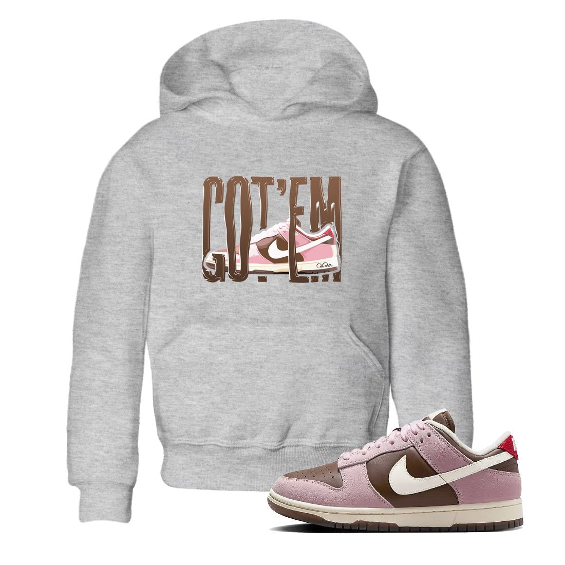 Dunk Cacao Wow And Pink Foam shirts to match jordans Wiggling Gotem sneaker match tees Dunk Cacao Wow And Pink Foam SNRT Sneaker Tees streetwear brand Baby and Youth Heather Grey 1 cotton tee