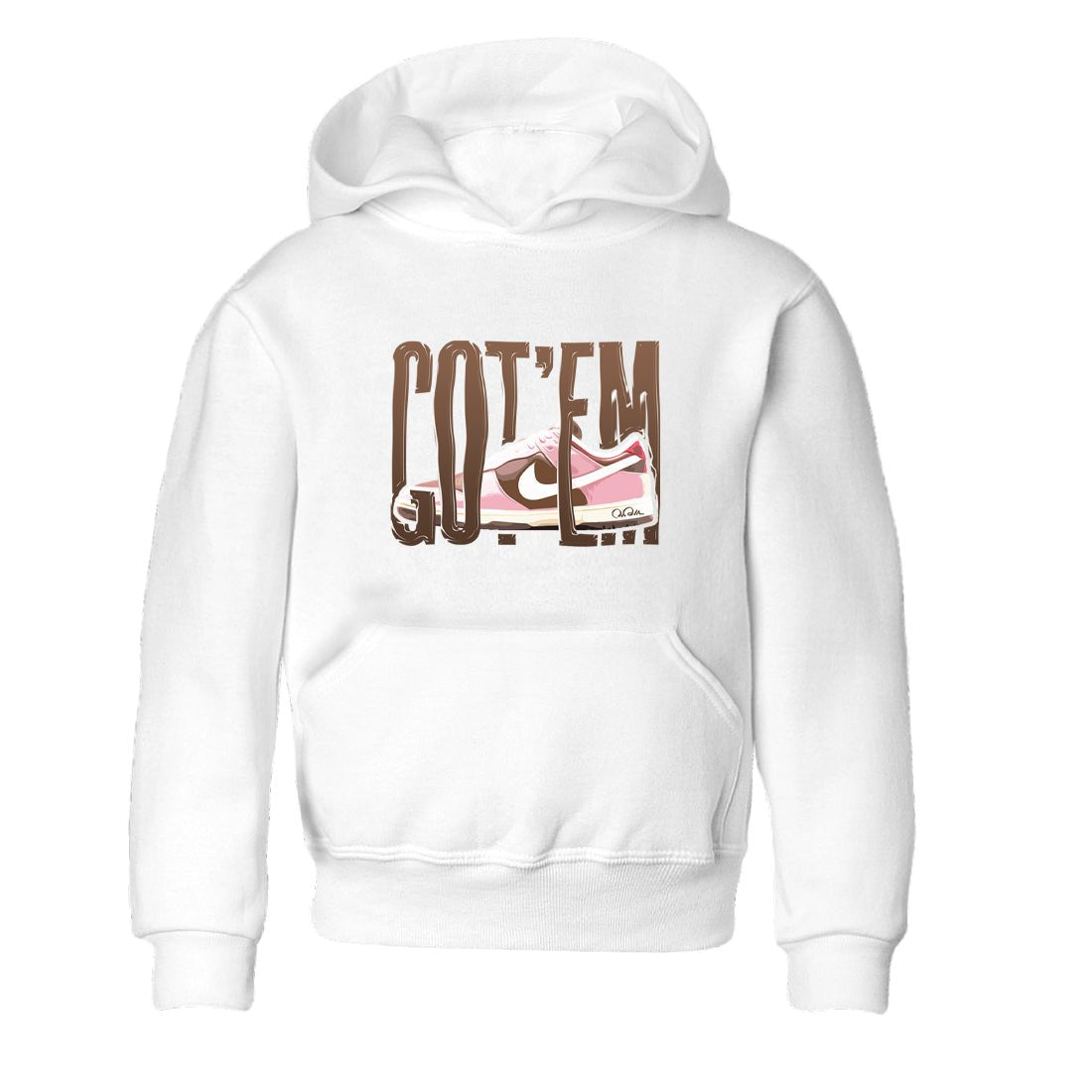 Dunk Cacao Wow And Pink Foam shirts to match jordans Wiggling Gotem sneaker match tees Dunk Cacao Wow And Pink Foam SNRT Sneaker Tees streetwear brand Baby and Youth White 2 cotton tee