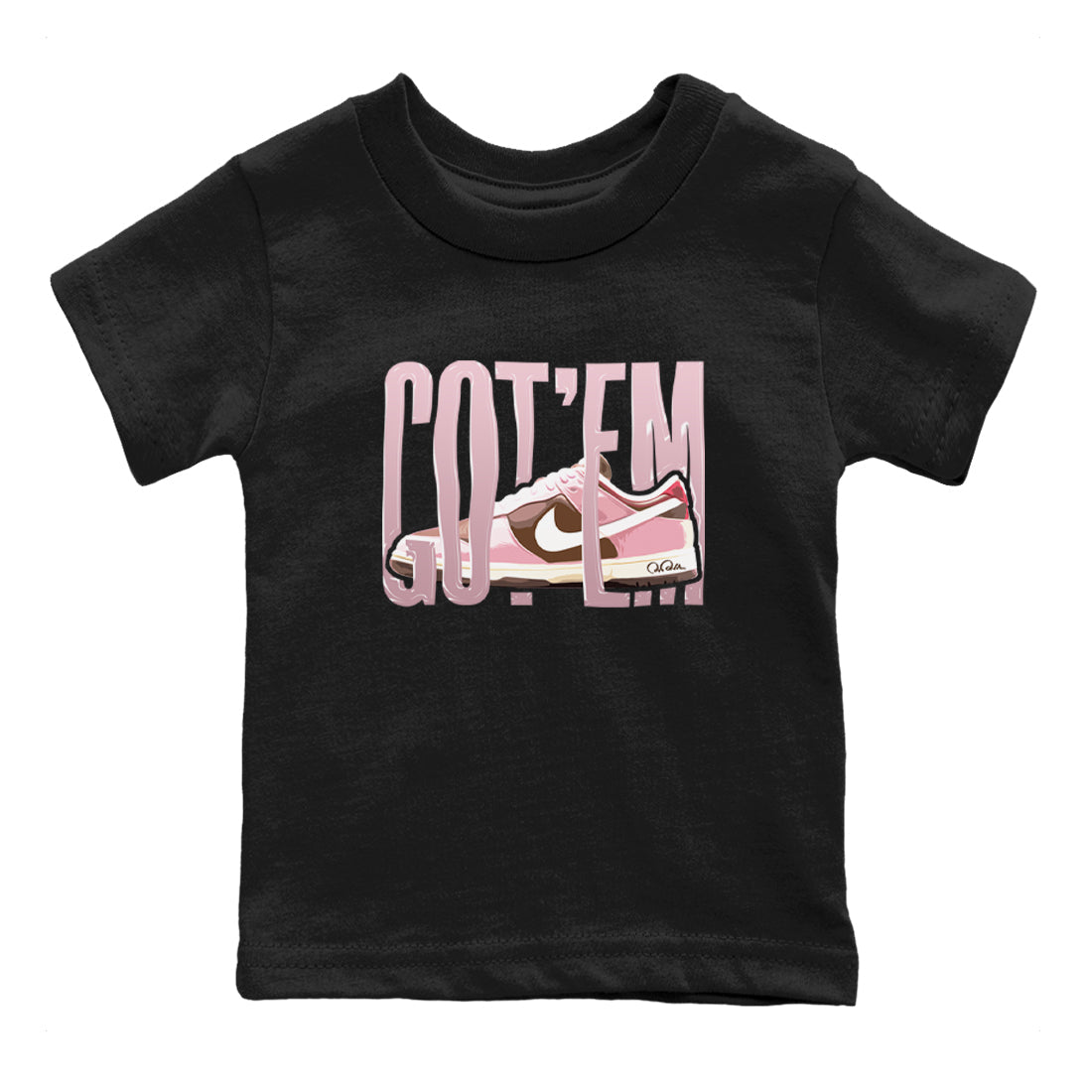 Dunk Cacao Wow And Pink Foam shirts to match jordans Wiggling Gotem sneaker match tees Dunk Cacao Wow And Pink Foam SNRT Sneaker Tees streetwear brand Baby and Youth Black 2 cotton tee