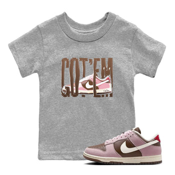 Dunk Cacao Wow And Pink Foam shirts to match jordans Wiggling Gotem sneaker match tees Dunk Cacao Wow And Pink Foam SNRT Sneaker Tees streetwear brand Baby and Youth Heather Grey 1 cotton tee