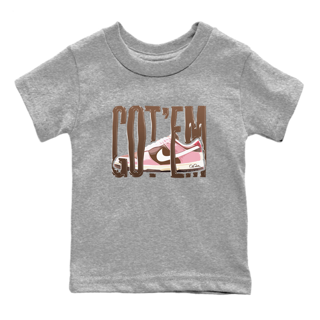 Dunk Cacao Wow And Pink Foam shirts to match jordans Wiggling Gotem sneaker match tees Dunk Cacao Wow And Pink Foam SNRT Sneaker Tees streetwear brand Baby and Youth Heather Grey 2 cotton tee