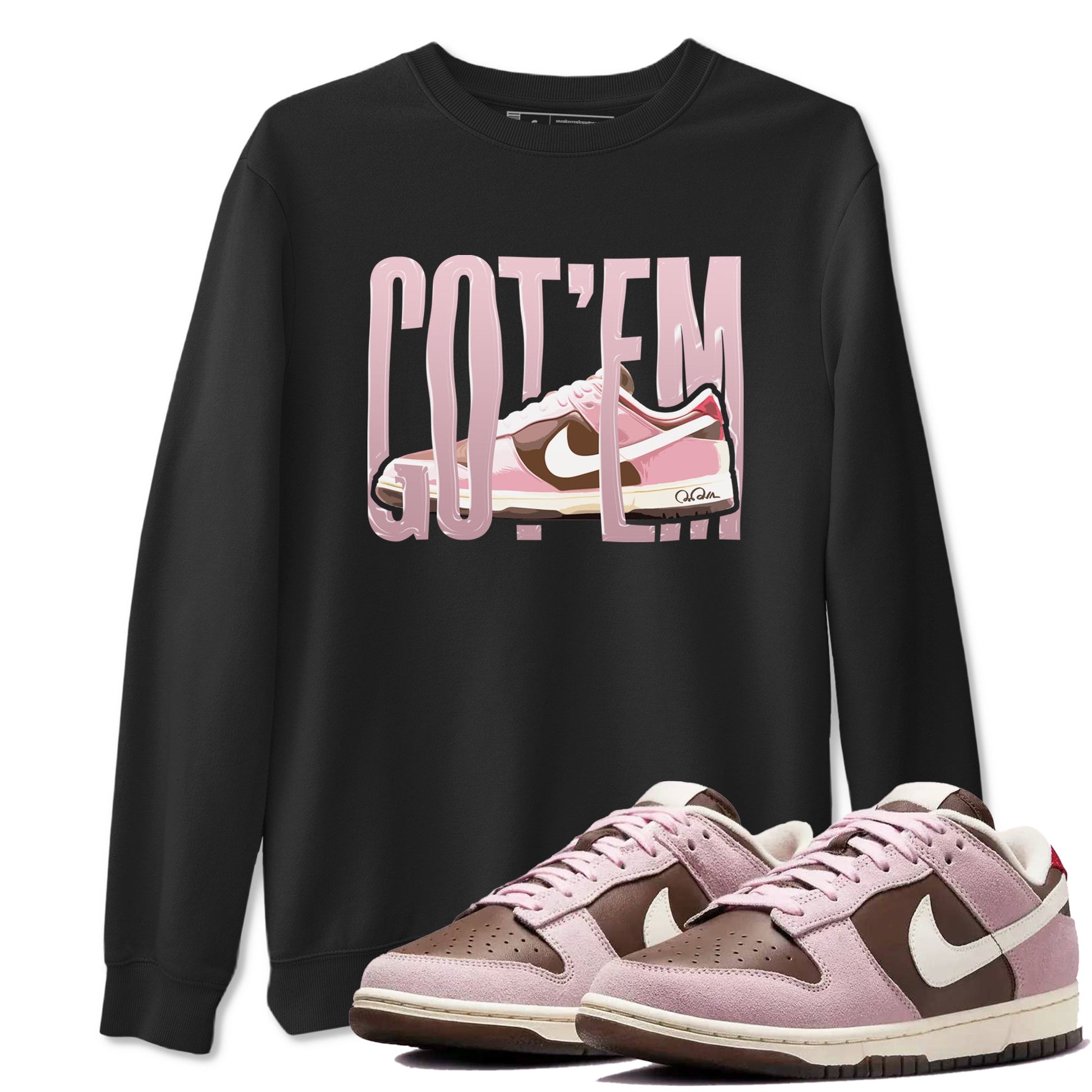 Dunk Cacao Wow And Pink Foam shirts to match jordans Wiggling Gotem sneaker match tees Dunk Cacao Wow And Pink Foam SNRT Sneaker Tees streetwear brand Black 1 unisex cotton tee