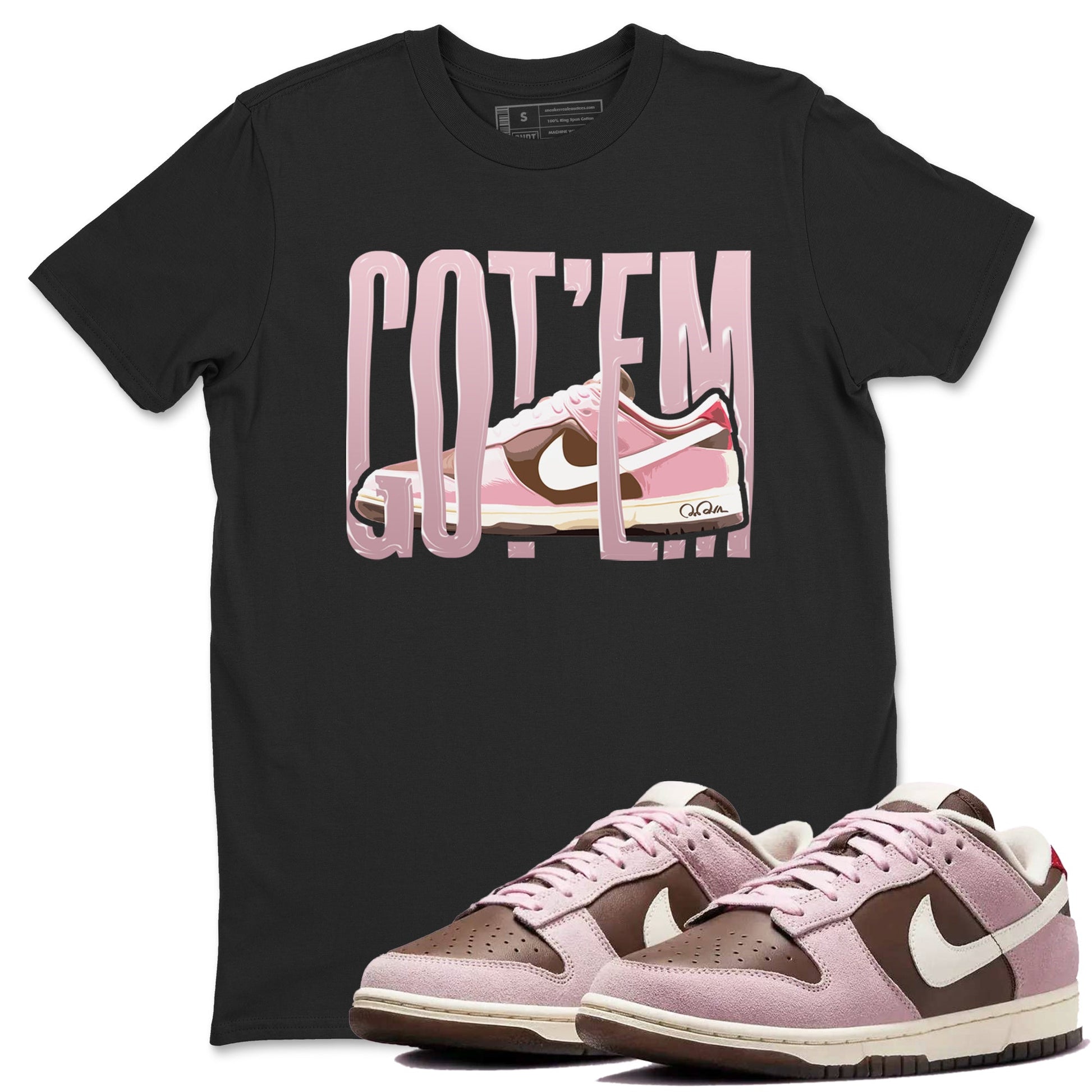 Dunk Cacao Wow And Pink Foam shirts to match jordans Wiggling Gotem sneaker match tees Dunk Cacao Wow And Pink Foam SNRT Sneaker Tees streetwear brand Black 1 unisex cotton tee