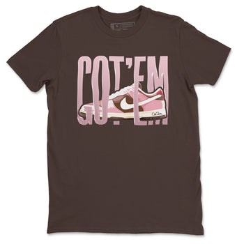 Dunk Cacao Wow And Pink Foam shirts to match jordans Wiggling Gotem sneaker match tees Dunk Cacao Wow And Pink Foam SNRT Sneaker Tees streetwear brand Dark Chocolate 2 unisex cotton tee