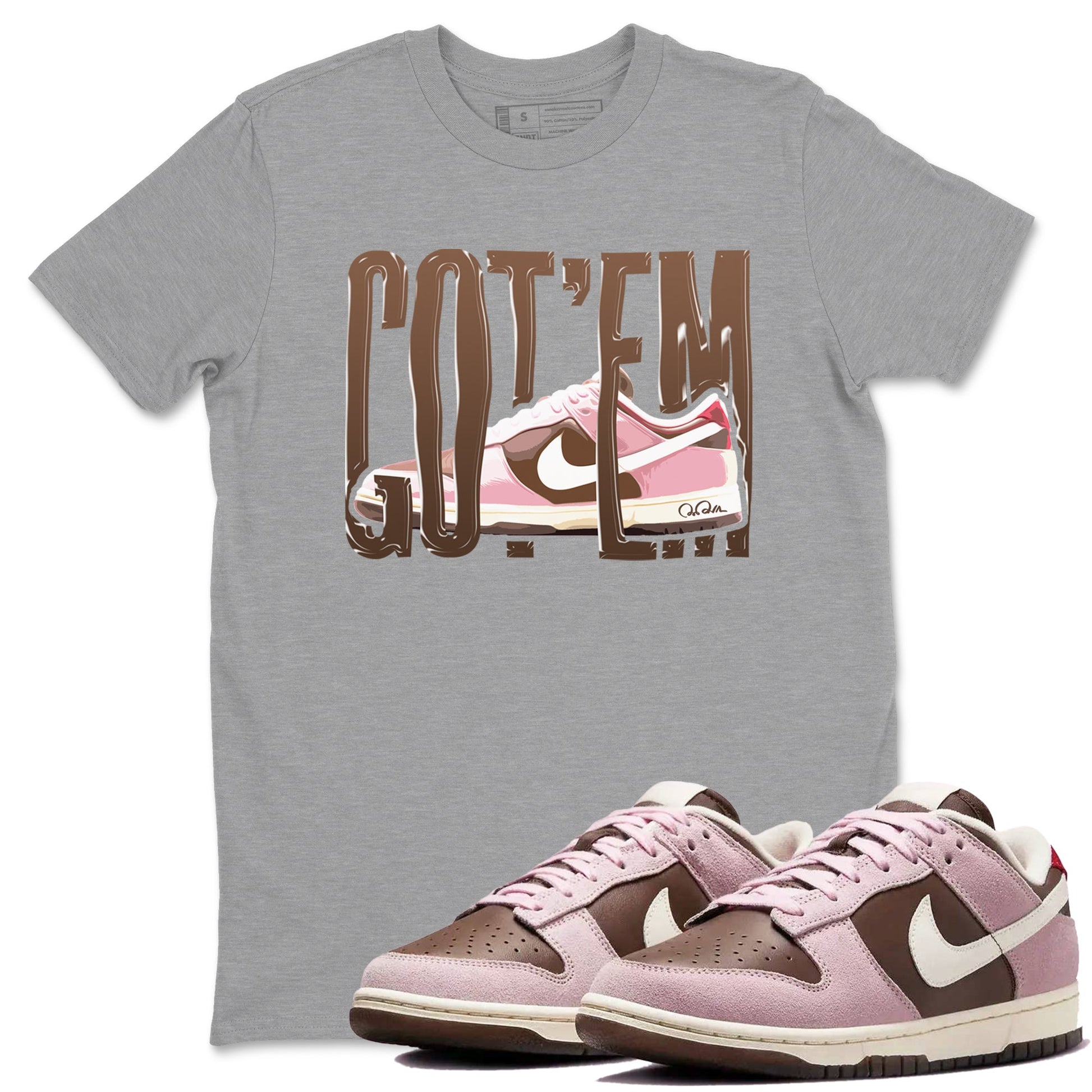 Dunk Cacao Wow And Pink Foam shirts to match jordans Wiggling Gotem sneaker match tees Dunk Cacao Wow And Pink Foam SNRT Sneaker Tees streetwear brand Heather Grey 1 unisex cotton tee