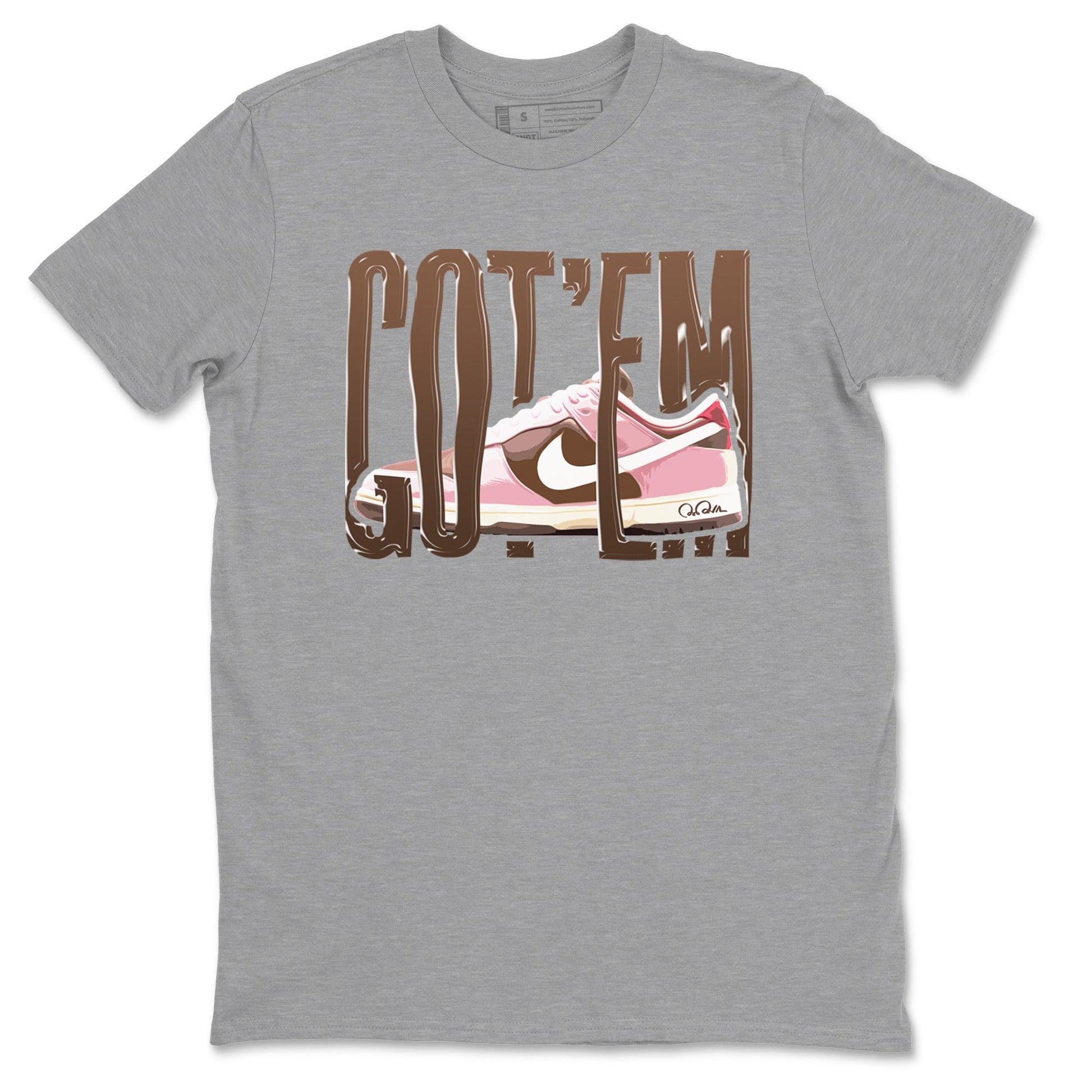 Dunk Cacao Wow And Pink Foam shirts to match jordans Wiggling Gotem sneaker match tees Dunk Cacao Wow And Pink Foam SNRT Sneaker Tees streetwear brand Heather Grey 2 unisex cotton tee