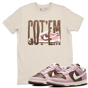 Dunk Cacao Wow And Pink Foam shirts to match jordans Wiggling Gotem sneaker match tees Dunk Cacao Wow And Pink Foam SNRT Sneaker Tees streetwear brand Natural 1 unisex cotton tee