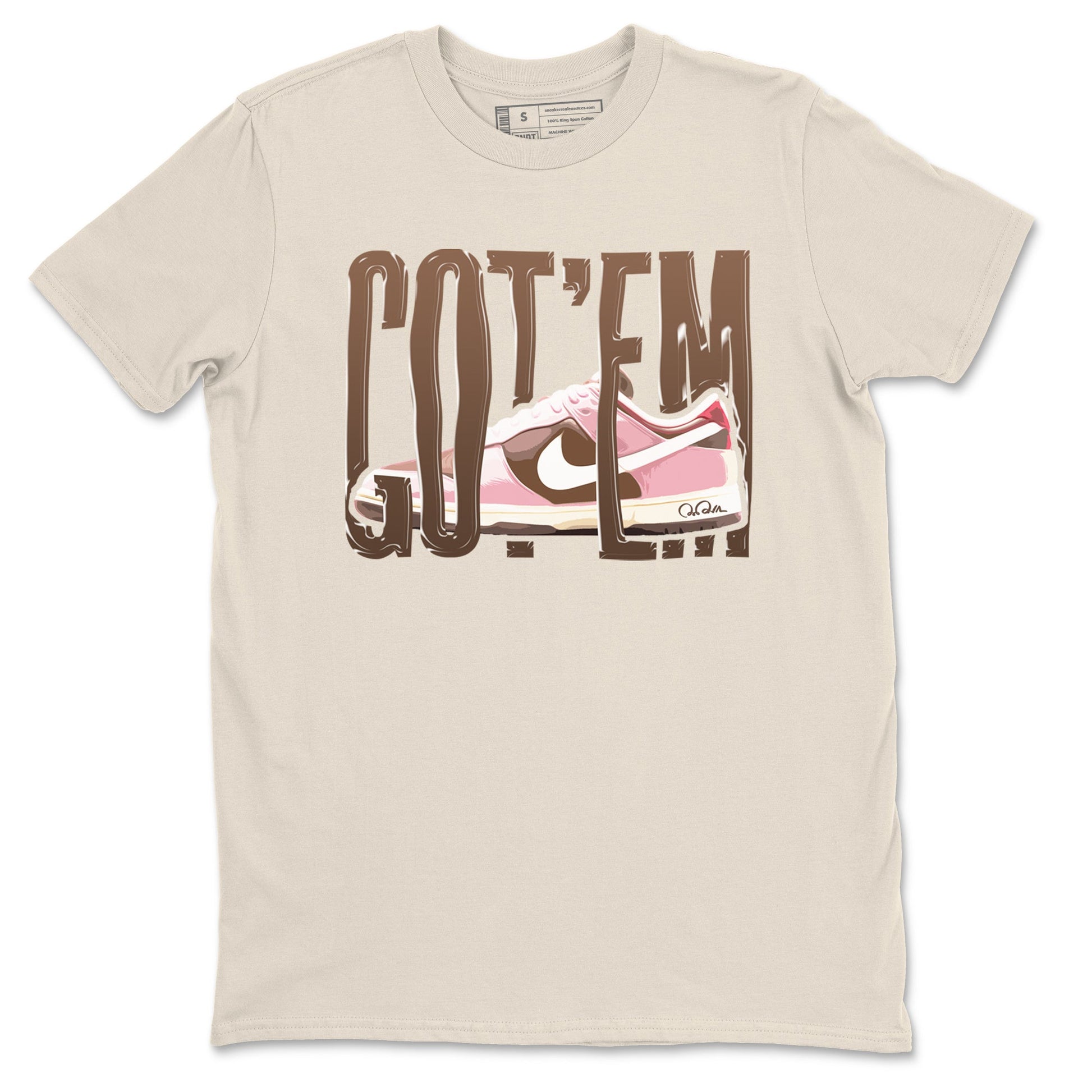 Dunk Cacao Wow And Pink Foam shirts to match jordans Wiggling Gotem sneaker match tees Dunk Cacao Wow And Pink Foam SNRT Sneaker Tees streetwear brand Natural 2 unisex cotton tee