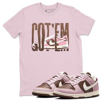 Dunk Cacao Wow And Pink Foam shirts to match jordans Wiggling Gotem sneaker match tees Dunk Cacao Wow And Pink Foam SNRT Sneaker Tees streetwear brand Pink 1 unisex cotton tee