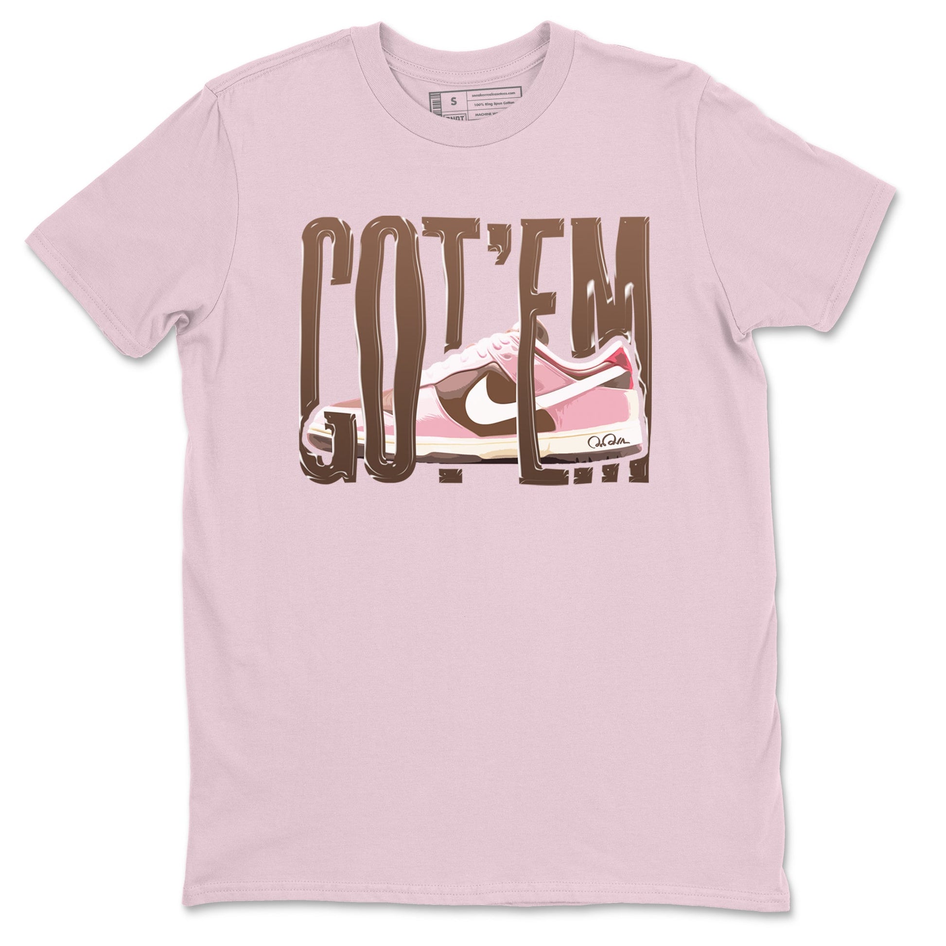 Dunk Cacao Wow And Pink Foam shirts to match jordans Wiggling Gotem sneaker match tees Dunk Cacao Wow And Pink Foam SNRT Sneaker Tees streetwear brand Pink 2 unisex cotton tee