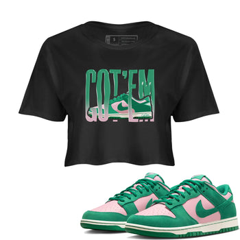 Dunk Low Medium Soft Pink Malachite shirt to match jordans Wiggling Gotem sneaker tees Dunk Medium Soft Pink Malachite SNRT Sneaker Release Tees Black 1 crop length shirt