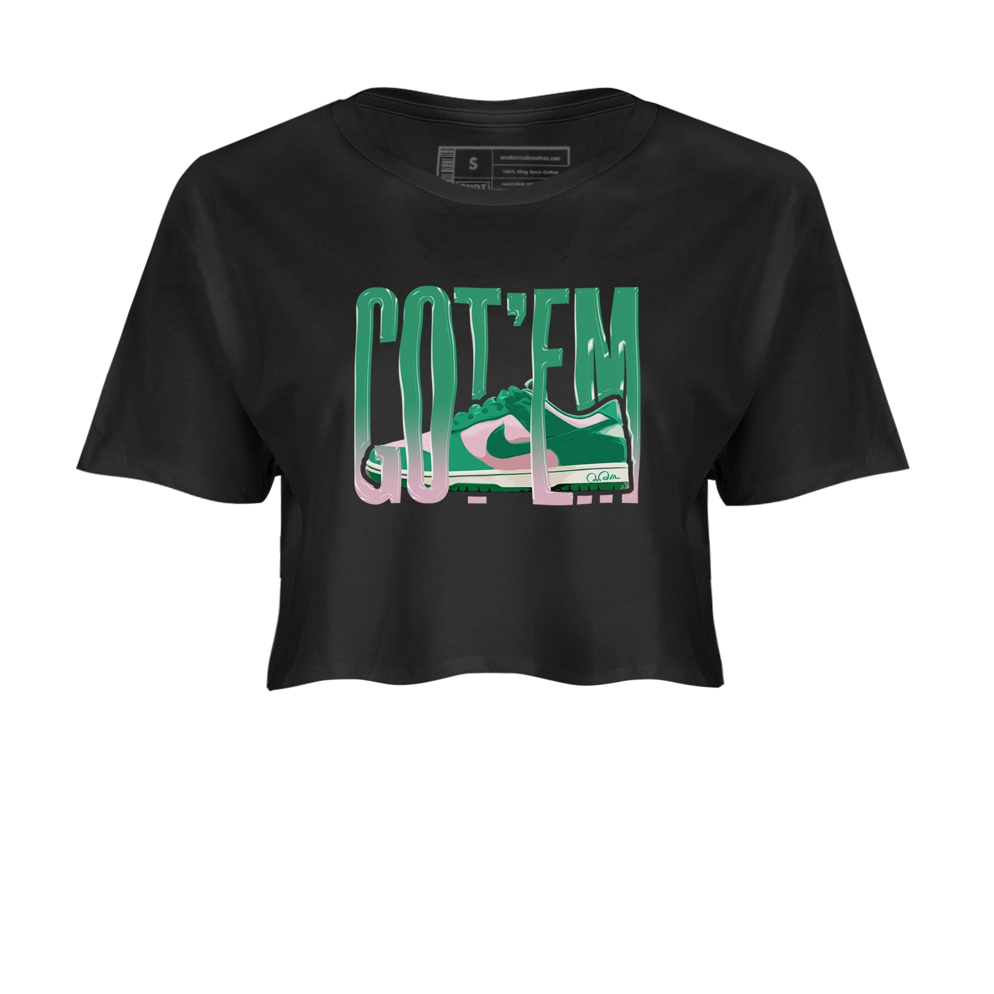 Dunk Low Medium Soft Pink Malachite shirt to match jordans Wiggling Gotem sneaker tees Dunk Medium Soft Pink Malachite SNRT Sneaker Release Tees Black 2 crop length shirt