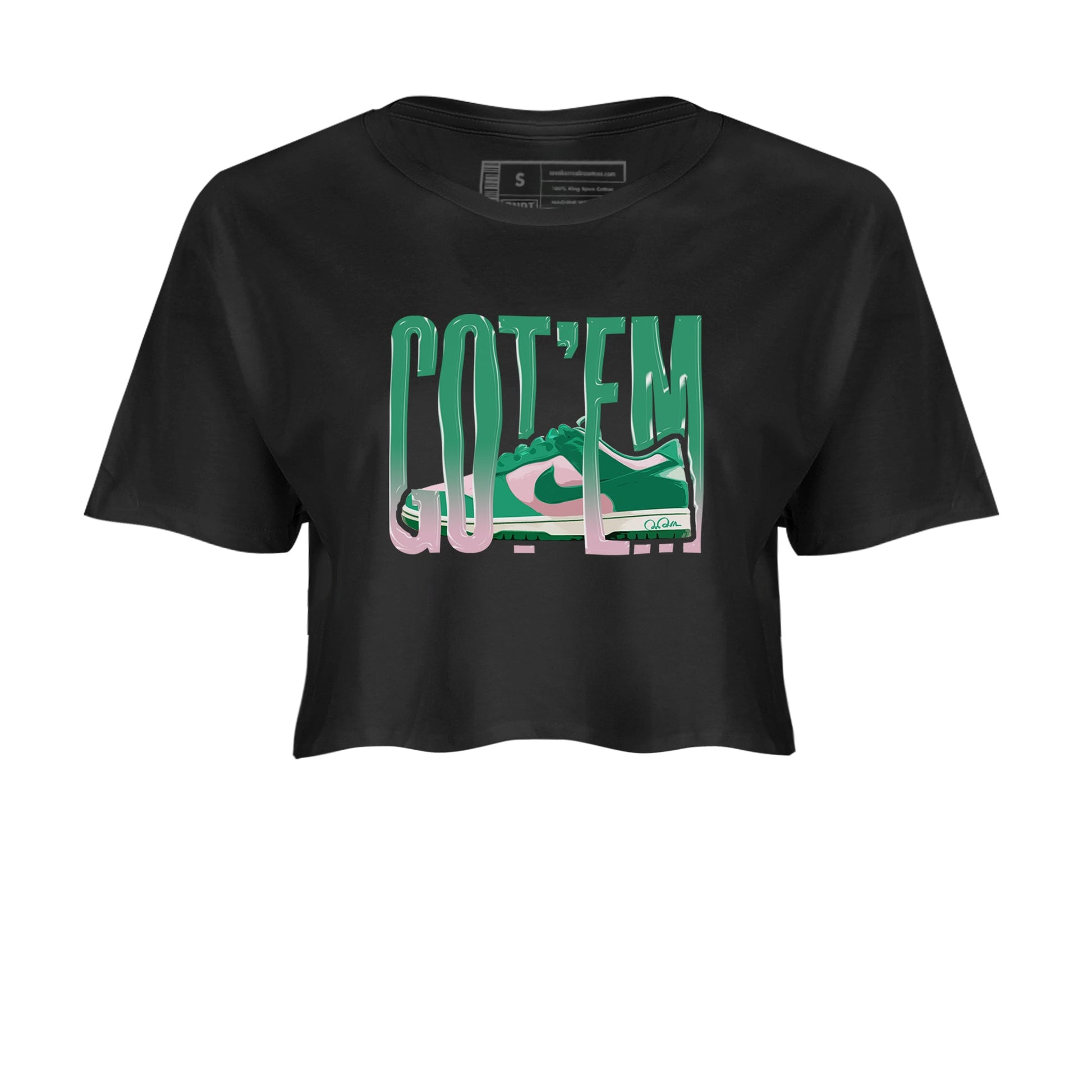 Dunk Low Medium Soft Pink Malachite shirt to match jordans Wiggling Gotem sneaker tees Dunk Medium Soft Pink Malachite SNRT Sneaker Release Tees Black 2 crop length shirt