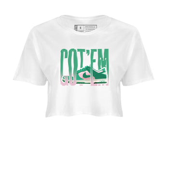 Dunk Low Medium Soft Pink Malachite shirt to match jordans Wiggling Gotem sneaker tees Dunk Medium Soft Pink Malachite SNRT Sneaker Release Tees White 2 crop length shirt