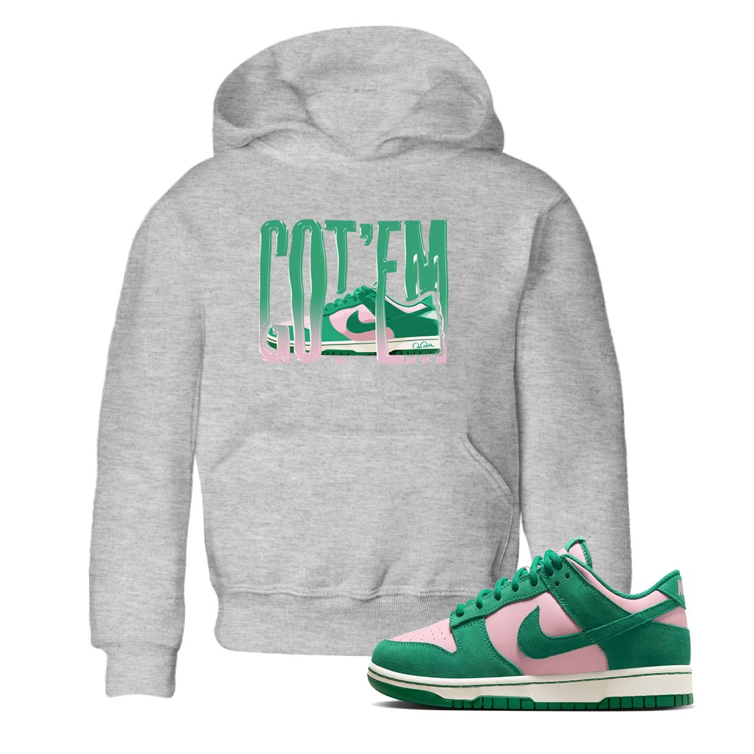 Dunk Low Medium Soft Pink Malachite shirt to match jordans Wiggling Gotem sneaker tees Dunk Medium Soft Pink Malachite SNRT sneaker release tees baby toddler Heather Grey 1 cotton Shirt