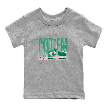 Dunk Low Medium Soft Pink Malachite shirt to match jordans Wiggling Gotem sneaker tees Dunk Medium Soft Pink Malachite SNRT sneaker release tees baby toddler Heather Grey 2 cotton Shirt