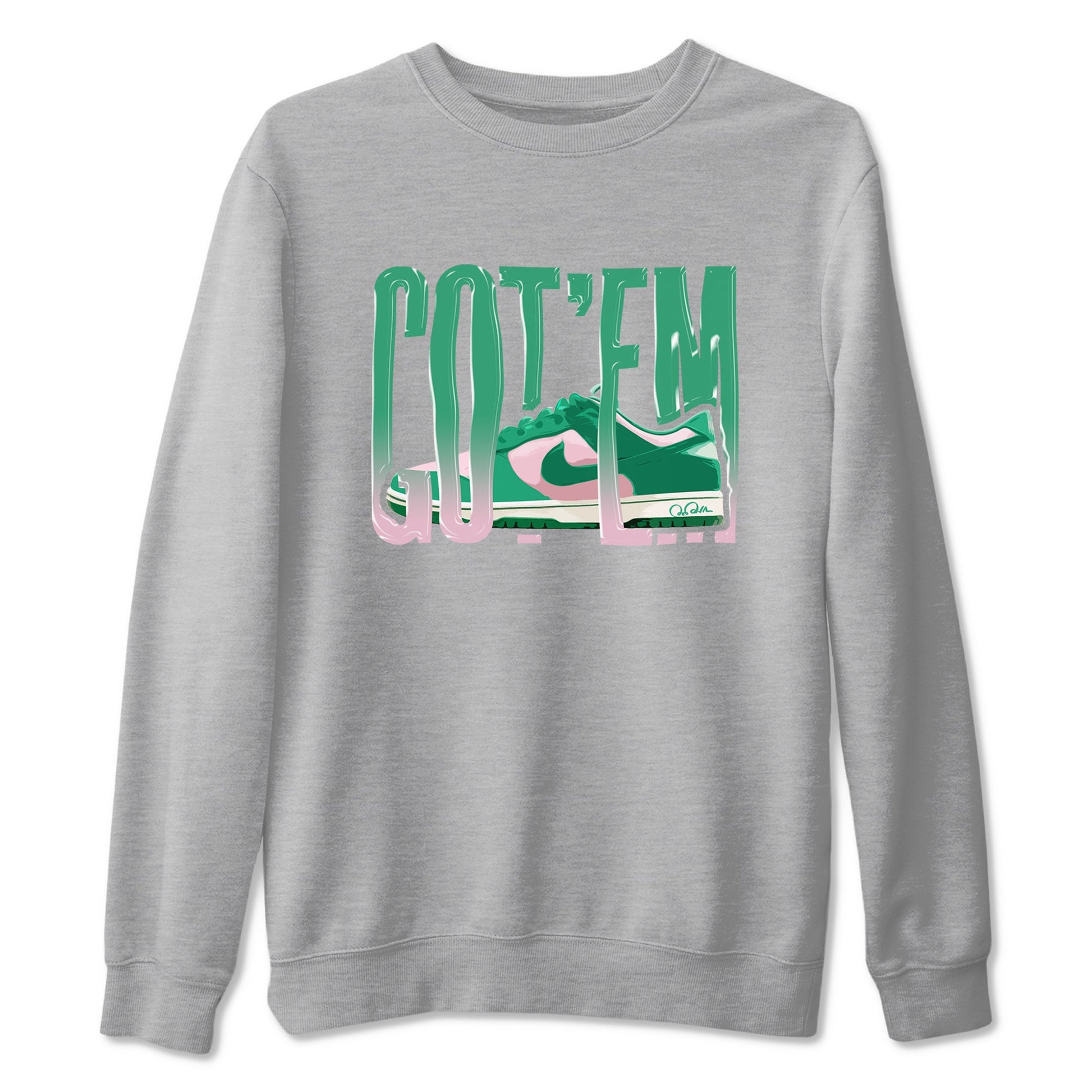 Dunk Low Medium Soft Pink Malachite shirt to match jordans Wiggling Gotem sneaker tees Dunk Medium Soft Pink Malachite SNRT Sneaker Release Tees unisex cotton Heather Grey 2 crew neck shirt