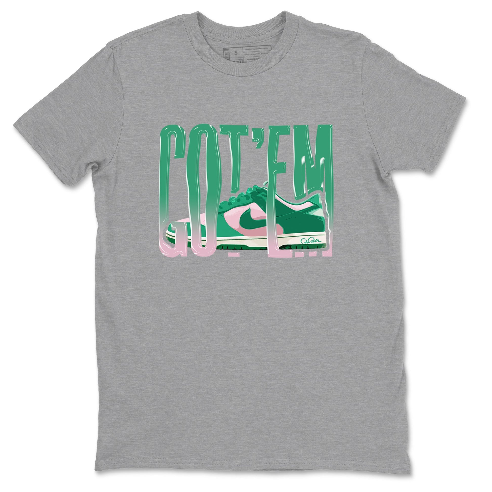 Dunk Low Medium Soft Pink Malachite shirt to match jordans Wiggling Gotem sneaker tees Dunk Medium Soft Pink Malachite SNRT Sneaker Release Tees unisex cotton Heather Grey 2 crew neck shirt