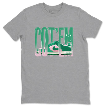 Dunk Low Medium Soft Pink Malachite shirt to match jordans Wiggling Gotem sneaker tees Dunk Medium Soft Pink Malachite SNRT Sneaker Release Tees unisex cotton Heather Grey 2 crew neck shirt