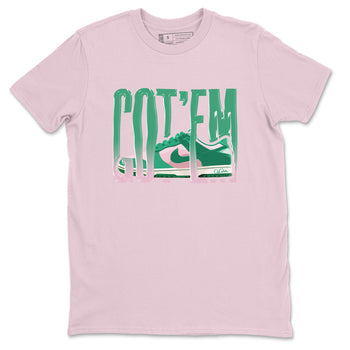 Dunk Low Medium Soft Pink Malachite shirt to match jordans Wiggling Gotem sneaker tees Dunk Medium Soft Pink Malachite SNRT Sneaker Release Tees unisex cotton Pink 2 crew neck shirt