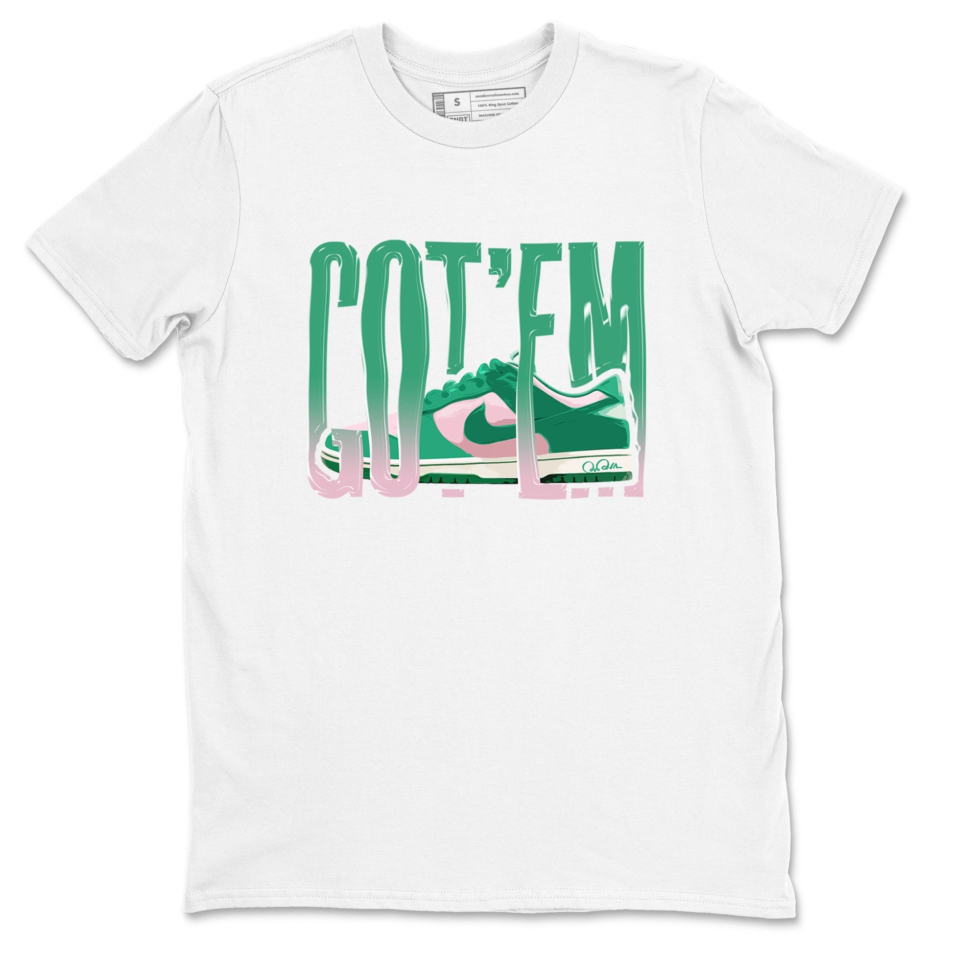 Dunk Low Medium Soft Pink Malachite shirt to match jordans Wiggling Gotem sneaker tees Dunk Medium Soft Pink Malachite SNRT Sneaker Release Tees unisex cotton White 2 crew neck shirt