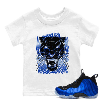 Foams One Royal shirts to match jordans Wild Cat Doodle sneaker match tees Air Foamposite One Royal match shoes to clothes SNRT Sneaker Tees Youth Baby White 1 tee