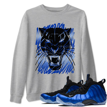 Foams One Royal shirts to match jordans Wild Cat Doodle sneaker match tees Air Foamposite One Royal match shoes to clothes SNRT Sneaker Tees unisex cotton Heather Grey 1 shirts