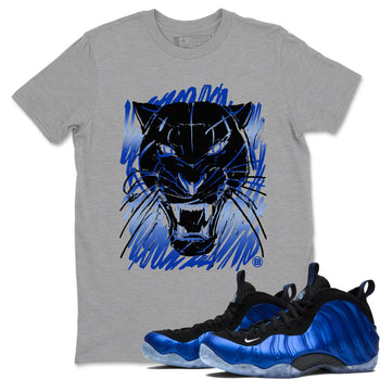 Foams One Royal shirts to match jordans Wild Cat Doodle sneaker match tees Air Foamposite One Royal match shoes to clothes SNRT Sneaker Tees unisex cotton Heather Grey 1 shirts