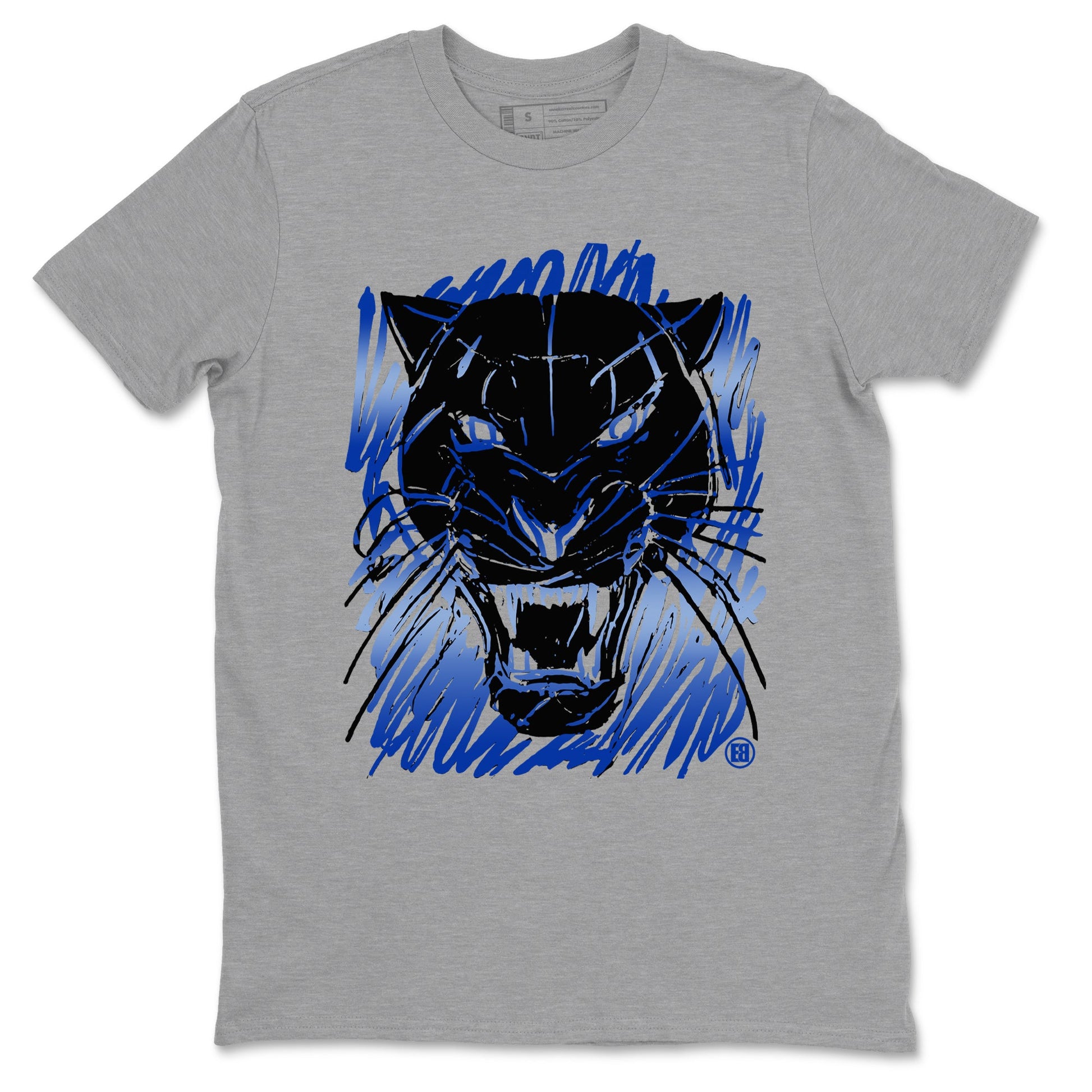 Foams One Royal shirts to match jordans Wild Cat Doodle sneaker match tees Air Foamposite One Royal match shoes to clothes SNRT Sneaker Tees unisex cotton Heather Grey 2 shirts