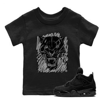 4s Black Cat shirts to match jordans Wild Cat Doodle sneaker match tees Air Jordan 4 Retro Black Cat match shoes to clothes SNRT Sneaker Tees Youth Baby Black 1 tee