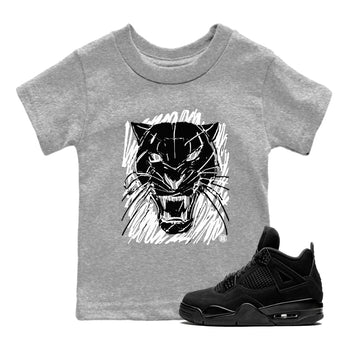 4s Black Cat shirts to match jordans Wild Cat Doodle sneaker match tees Air Jordan 4 Retro Black Cat match shoes to clothes SNRT Sneaker Tees Youth Baby Heather Grey 1 tee