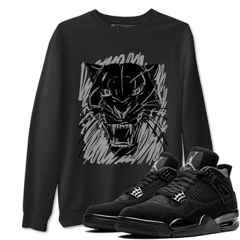 4s Black Cat shirts to match jordans Wild Cat Doodle sneaker match tees Air Jordan 4 Retro Black Cat match shoes to clothes SNRT Sneaker Tees unisex cotton Black 1 shirts