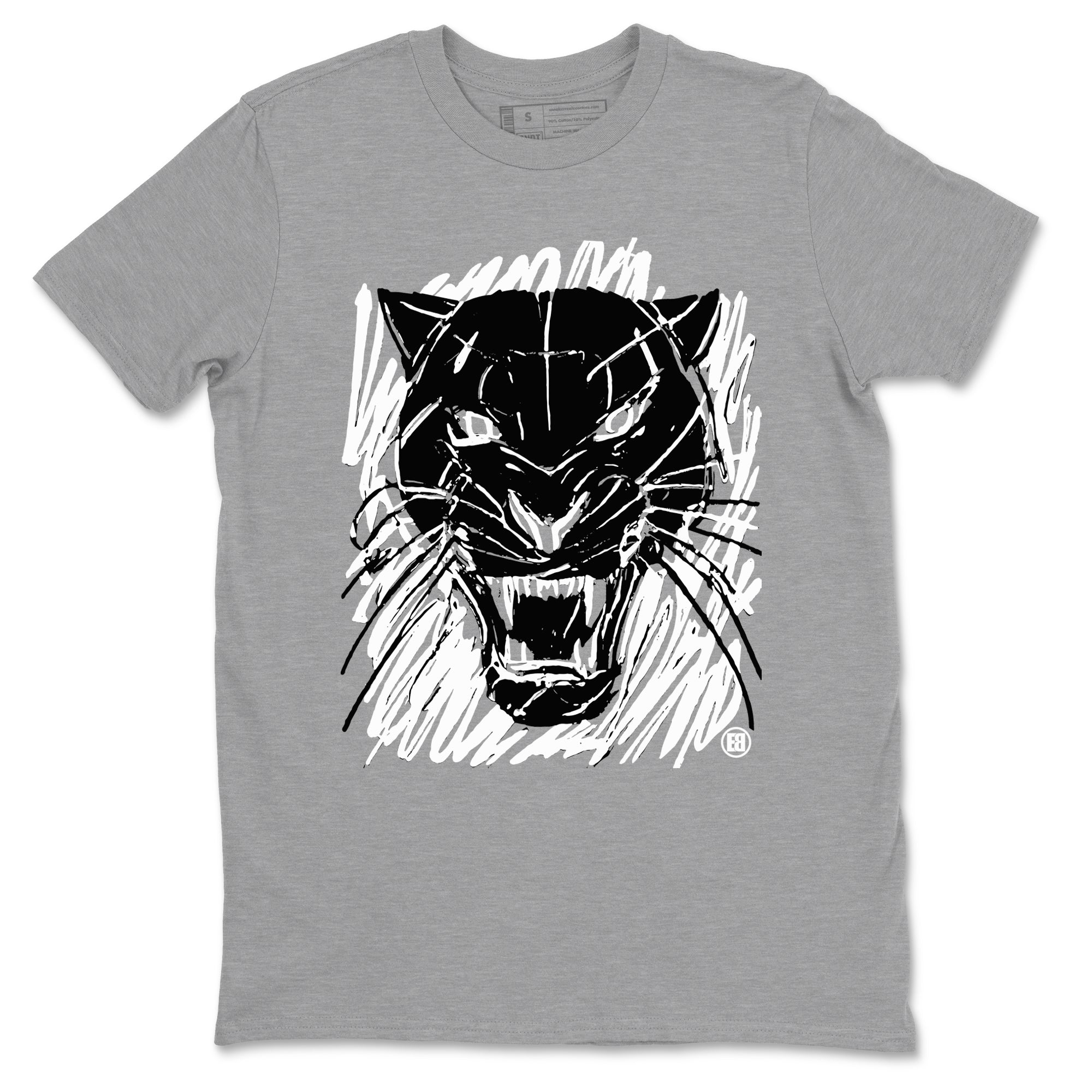 4s Black Cat shirts to match jordans Wild Cat Doodle sneaker match tees Air Jordan 4 Retro Black Cat match shoes to clothes SNRT Sneaker Tees unisex cotton Heather Grey 2 shirts