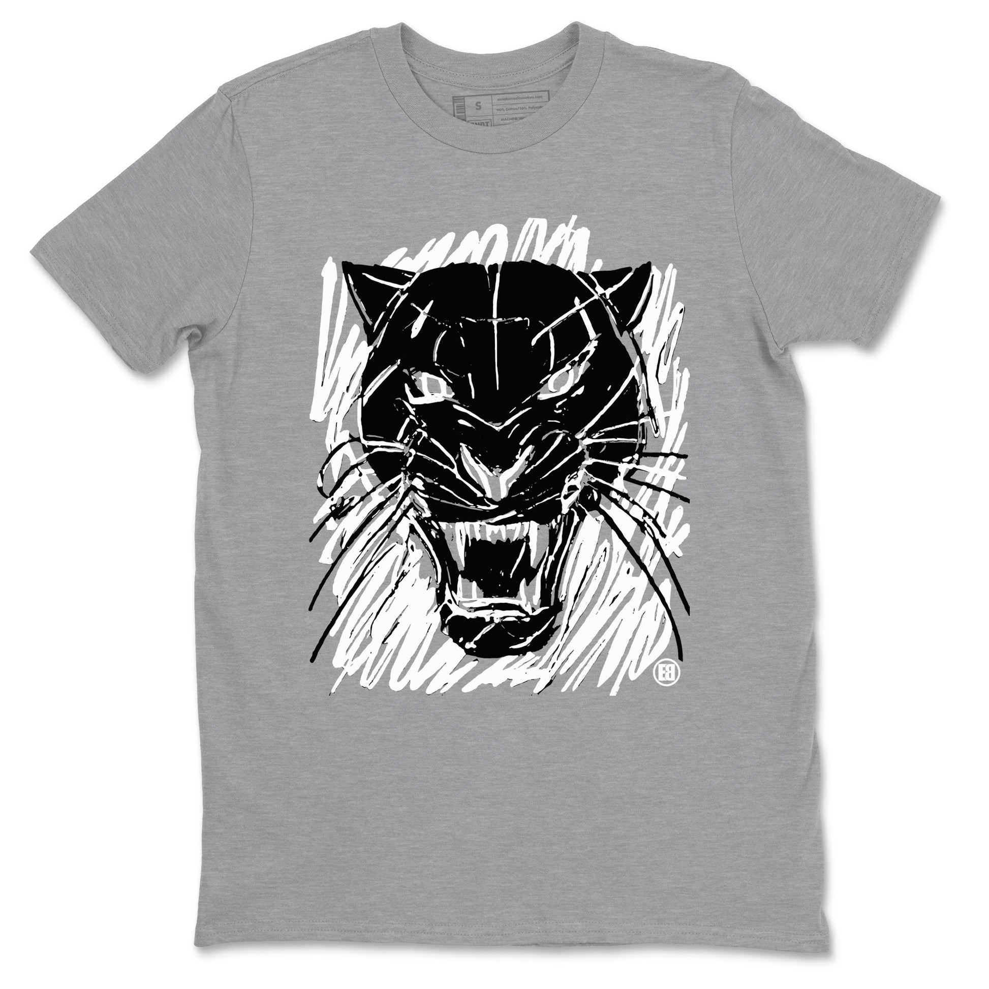4s Black Cat shirts to match jordans Wild Cat Doodle sneaker match tees Air Jordan 4 Retro Black Cat match shoes to clothes SNRT Sneaker Tees unisex cotton Heather Grey 2 shirts