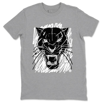4s Black Cat shirts to match jordans Wild Cat Doodle sneaker match tees Air Jordan 4 Retro Black Cat match shoes to clothes SNRT Sneaker Tees unisex cotton Heather Grey 2 shirts