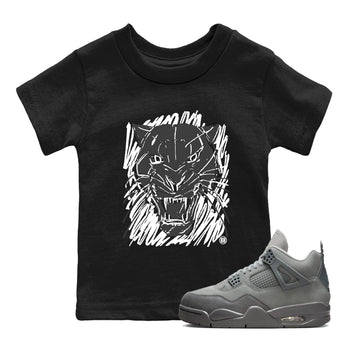 4s Wet Cement shirts to match jordans Wild Cat Doodle sneaker match tees Air Jordan 4 Retro Wet Cement match shoes to clothes SNRT Sneaker Tees Youth Baby Black 1 tee