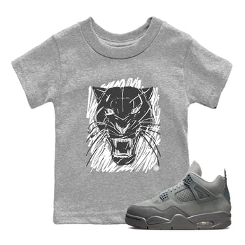 4s Wet Cement shirts to match jordans Wild Cat Doodle sneaker match tees Air Jordan 4 Retro Wet Cement match shoes to clothes SNRT Sneaker Tees Youth Baby Heather Grey 1 tee