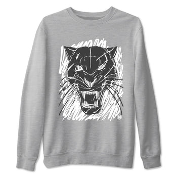 4s Wet Cement shirts to match jordans Wild Cat Doodle sneaker match tees Air Jordan 4 Retro Wet Cement match shoes to clothes SNRT Sneaker Tees unisex cotton Heather Grey 2 shirts