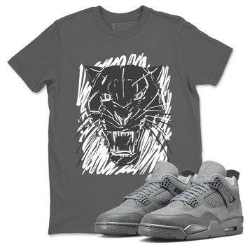 4s Wet Cement shirts to match jordans Wild Cat Doodle sneaker match tees Air Jordan 4 Retro Wet Cement match shoes to clothes SNRT Sneaker Tees unisex cotton Cool Grey 1 shirts